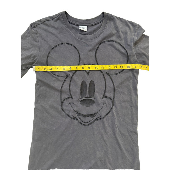 Disney Mickey Mouse Shirt Women Medium Gray Embroidered Classic Cartoon Back Hit - Picture 4 of 7